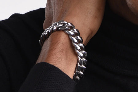 Bracelet for Men Chunky Cuban Bracelet 14MM 7.5 Inch Stainless Steel Chain Bracelet Mens Birthday Valentines Day Jewelry Gifts for Him Dad Adults Age