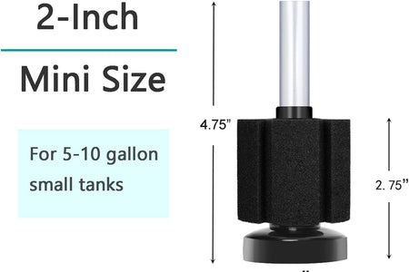 Aquarium Bio Sponge Filter Breeding Fry Betta Shrimp Nano Fish Tank (Small up to 10Gal)