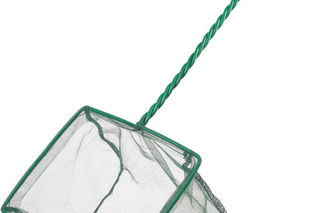 Aquarium Fish Net with Braided Metal Handle Square Net with Soft Fine Mesh Sludge Food Residue Wastes Skimming Cleaning Net for Fish Tanks Small Koi Ponds and Pools