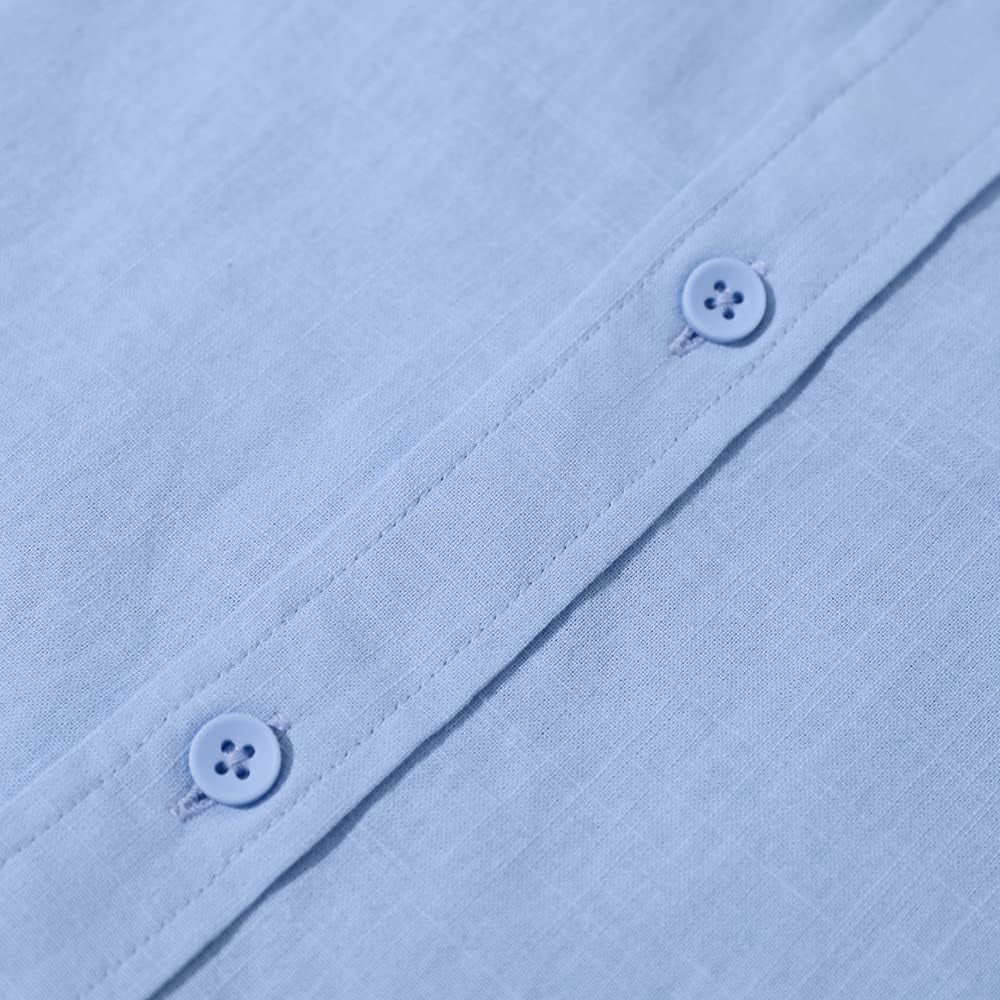 Mens Long Sleeve Casual Cotton Linen Shirts Buttons down Summer Solid Plain Beach Yoga T Shirts